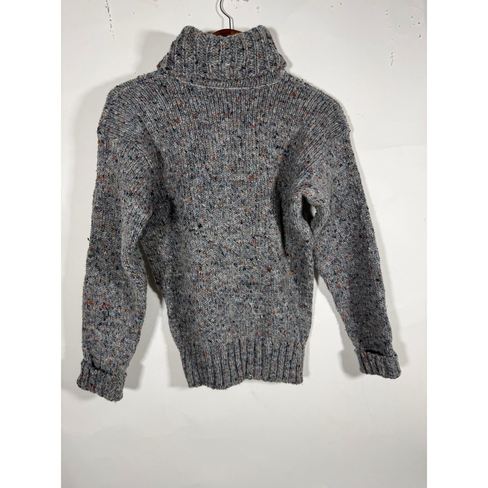 LL Bean Genuine Donegal Wool Turtleneck Sweater Grey Multi Ireland Vintage 38 - Picture 4 of 10